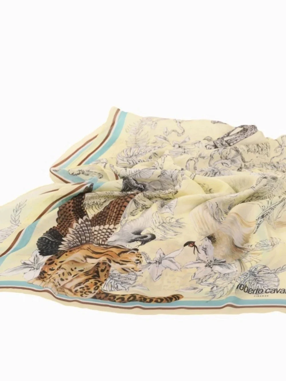 470$ Roberto Cavalli Scarf Wild Silk Tiger and Chain Print